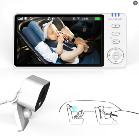 PSABM950 Car baby monitor Multi-function rear seat camera Baby Car Camera 5 inch LCD night remote camera VOX 2.4GHz support (1280*720P) Temperatu
