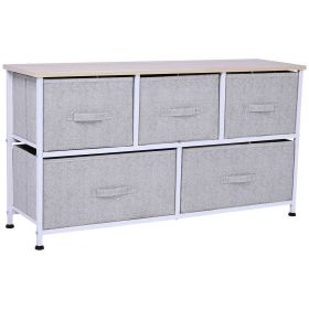HOMCOM 40L Storage Cube Dresser with 5 Drawers, Horizontal Organizer, Fabric Bins for Bedroom