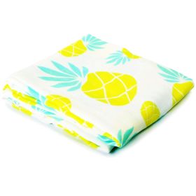 Muslin Swaddle Blanket Large 47x47 inch Pineapple Print Super Soft Breathable Bamboo Cotton for Newborn Infant Baby Receiving Swaddling Blanket W
