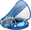 Float Self-Inflating Baby Swim Float with Canopy, Compressible Folding Pool Baby Float