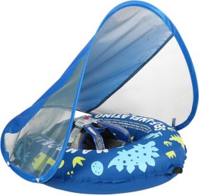 Float Self-Inflating Baby Swim Float with Canopy, Compressible Folding Pool Baby Float