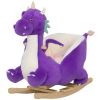 Qaba Baby Rocking Horse, Kids Ride On Toy with Realistic Dragon Roar and Safety Belt for Kids 18-36 Months, Purple
