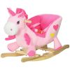 Baby Rocking Horse Ride On Unicorn with Songs, Toddler Rocker Toy with Wooden Base Seat Safety Belt for 1.5-3 Year Old, Pink