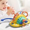 Baby Sensory Montessori Toy For 6-12-18 Months, Silicone Table Pull String Teething Toy
