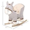 Kids Rocking Chair, Plush Ride On Rocking Horse Donkey with Sound, Wood Base Seat, Safety Belt, Baby Toddler Rocker Toy for 18 - 36 Months, Gray