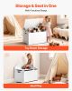 VEVOR Kids Storage Bench, Wooden Toy Box Chest with Backrest, Large Storage Cabinet with Safety Hinge, Toddlers Storage Bench for Playroom