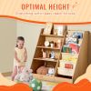VEVOR Wooden Kids Bookshelf 4-Tier, Toy Storage Organizer for Toddler, Book Shelf for Kids Rooms with 6-Layer Sling Book Rack