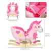 Baby Rocking Horse Ride On Unicorn with Songs, Toddler Rocker Toy with Wooden Base Seat Safety Belt for 1.5-3 Year Old, Pink