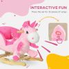 Baby Rocking Horse Ride On Unicorn with Songs, Toddler Rocker Toy with Wooden Base Seat Safety Belt for 1.5-3 Year Old, Pink