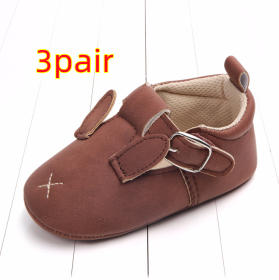 Spring and autumn cartoon animal baby shoes matte leather non-slip soft bottom baby shoes wholesale 0884 (Option: Rabbit B 3pair-11CM)
