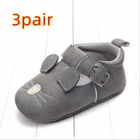 Spring and autumn cartoon animal baby shoes matte leather non-slip soft bottom baby shoes wholesale 0884 (Option: Mouse B 3pair-12CM)