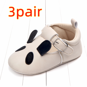 Spring and autumn cartoon animal baby shoes matte leather non-slip soft bottom baby shoes wholesale 0884 (Option: PandaB 3pair-11CM)