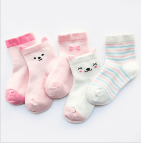 Children's Socks Pack of 5 Colors Breathable Summer Cotton Socks for Boys and Girls (Option: 1-M)