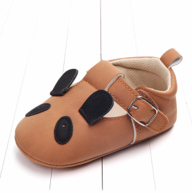Spring and autumn cartoon animal baby shoes matte leather non-slip soft bottom baby shoes wholesale 0884 (Option: Brown Panda-11CM)