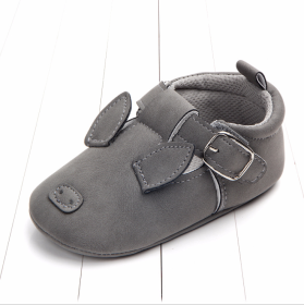Spring and autumn cartoon animal baby shoes matte leather non-slip soft bottom baby shoes wholesale 0884 (Option: Dark grey piglet-11CM)