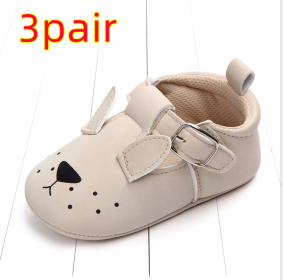 Spring and autumn cartoon animal baby shoes matte leather non-slip soft bottom baby shoes wholesale 0884 (Option: Dog A 3pair-11CM)