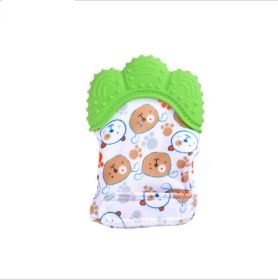 Baby teether baby anti-bite silicone molar gloves children's sound toys (Option: Green 2 style-Q1pcs)