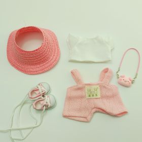 5PCS-Set Cute Hat Shoes Doll Clothes Outfit Set For LABUBU 15CM-17CM Doll, Adorable Dress Up Accessories For Doll - Dolls Not Included (Color: Pink)