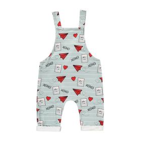 Baby Boy Girl's Casual Heart Pattern Jumpsuit, Paper Airplane Heart Xoxo Trendy Overalls, Valentine's Day Coming Home Outfit (Option: Gray-0to3 Months)
