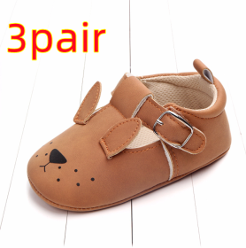 Spring and autumn cartoon animal baby shoes matte leather non-slip soft bottom baby shoes wholesale 0884 (Option: Dog B 3pair-11CM)