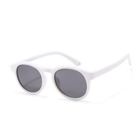 0-3 Years Newborn Fashion Baby's First Sunglasses with Strap Round Flexible UV400 Polarized Infant Silicone Sunglasses Accessory (Frame Color: 0-3 Years old, Lenses Color: Pure White)