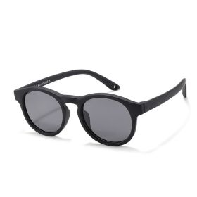 0-3 Years Newborn Fashion Baby's First Sunglasses with Strap Round Flexible UV400 Polarized Infant Silicone Sunglasses Accessory (Frame Color: 0-3 Years old, Lenses Color: Matte Black)
