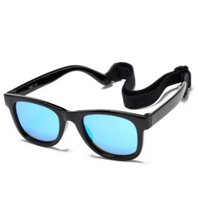 0-24 Months Newborn Baby Bendable Flexible Polarized Sunglasses with Strap Infant Boy Girls Square Silicone Frame Mirrored UV400 (Frame Color: 0-24 Month, Lenses Color: Black Blue Mirror)