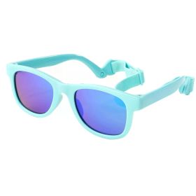 0-24 Months Newborn Baby Bendable Flexible Polarized Sunglasses with Strap Infant Boy Girls Square Silicone Frame Mirrored UV400 (Frame Color: 0-24 Month, Lenses Color: Green Green Mirror)