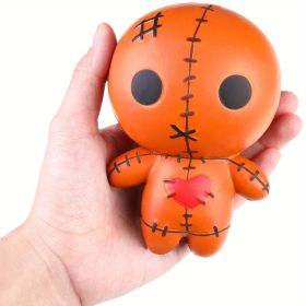 1pc, Mexican Day Of The Dead Squishy Slow Rebound Ghost Doll, Halloween Whole Person Toys, Squeeze Vent PU Simulation Toys, Creative Small Gift (Color: Orange)