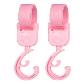 2pcs Baby Stroller Hooks Hiking Buckle (Color: Pink)