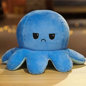 1piece Cute Flip Octopus Doll Double Face Flip Octopus Plush Toy Doll 7.48*3.93in (Color: Light Blue/blue)
