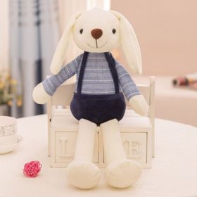 Easter Bunny Plush Toy Cute Dangle Ear Rabbit Doll Pillow Children's Gift (Items: 15.75 inch, Color: Blue Clothes)