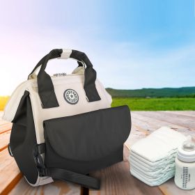 Baby Nappy Diaper Bag with 6 Pockets Burp Cloth Adjustable Shoulder Strap Detachable Small Bag Multifunctional Diaper Changing Bag with 2 Insulat (Color: Black)