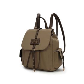 MFK Collection Paula Women Backpack by Mia K (Color: Taupe Chocolate, Material: Vegan Leather)