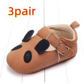 Spring and autumn cartoon animal baby shoes matte leather non-slip soft bottom baby shoes wholesale 0884 (Option: PandaA 3pair-12CM)