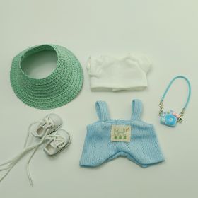 5PCS-Set Cute Hat Shoes Doll Clothes Outfit Set For LABUBU 15CM-17CM Doll, Adorable Dress Up Accessories For Doll - Dolls Not Included (Color: Blue)